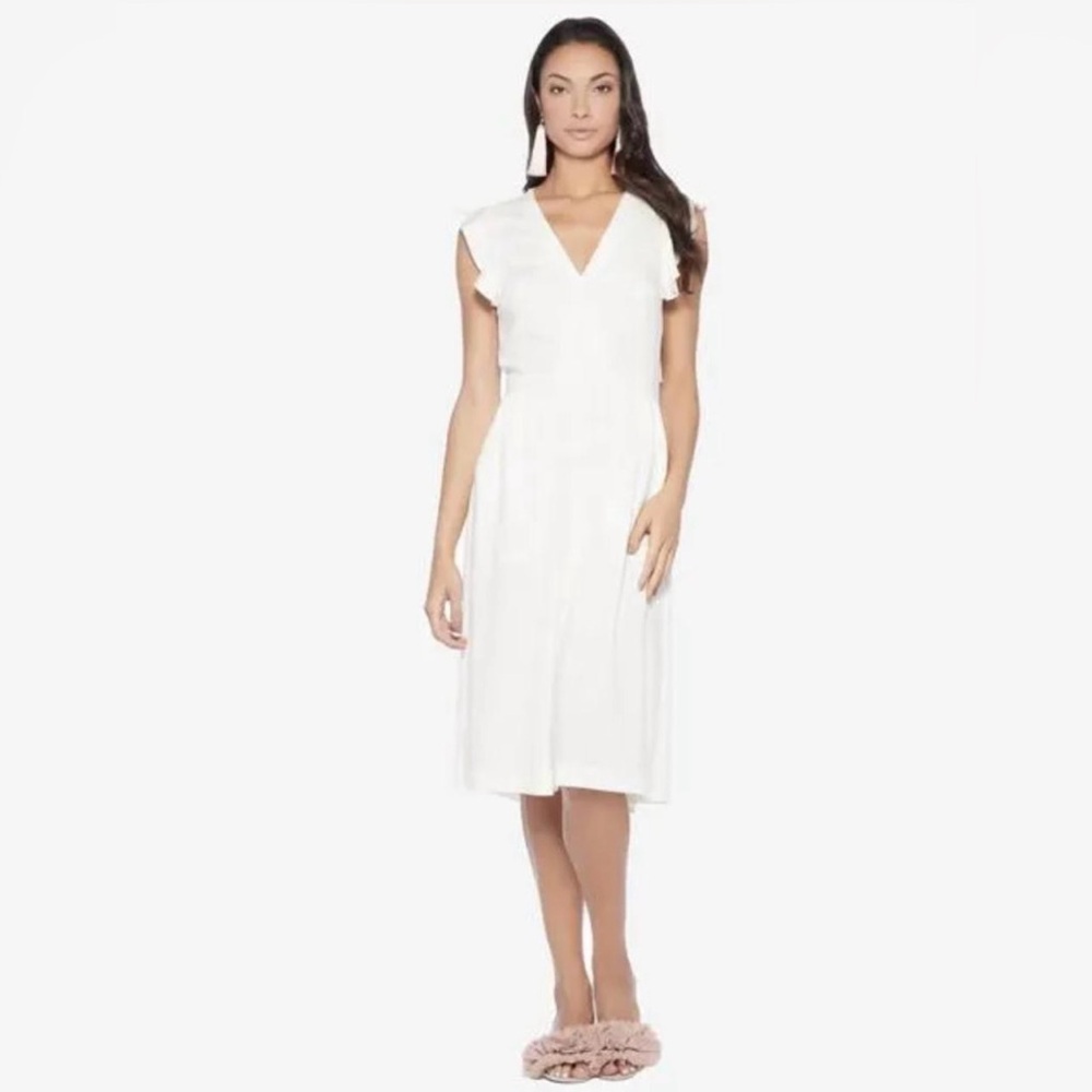 Avec Le Filles Cutout Slub Linen Dress